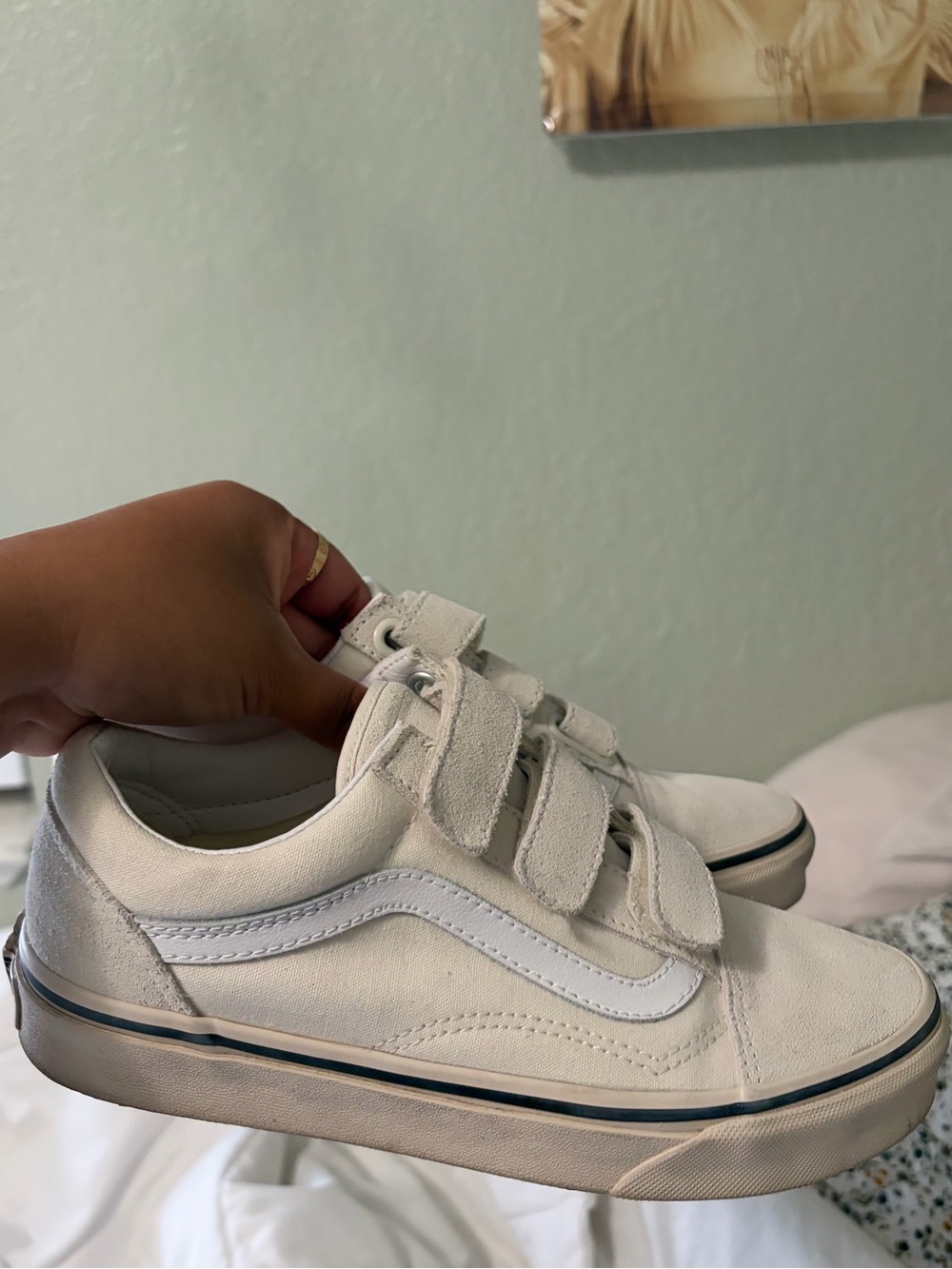 White Velcro Vans